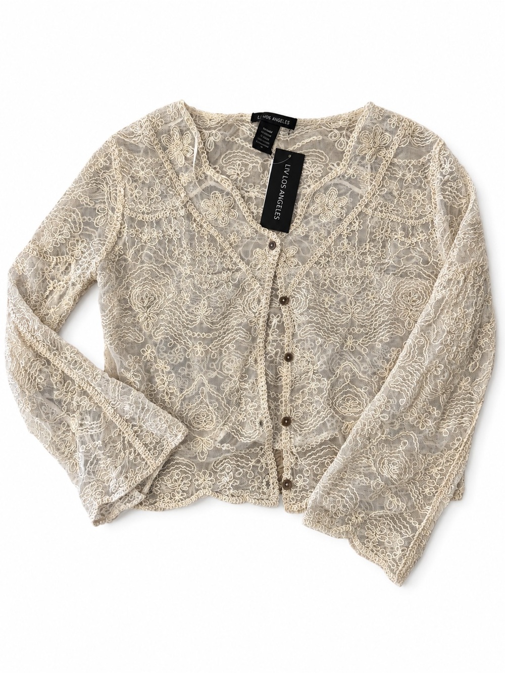 La Vie En Rose Ivory Lace Button-Front Cardigan